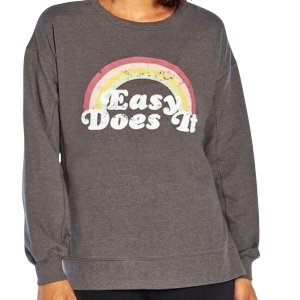 Wildfox | Women's Gray "Easy Does It" Crewneck Graphic Sweatshirt (Size XXL)